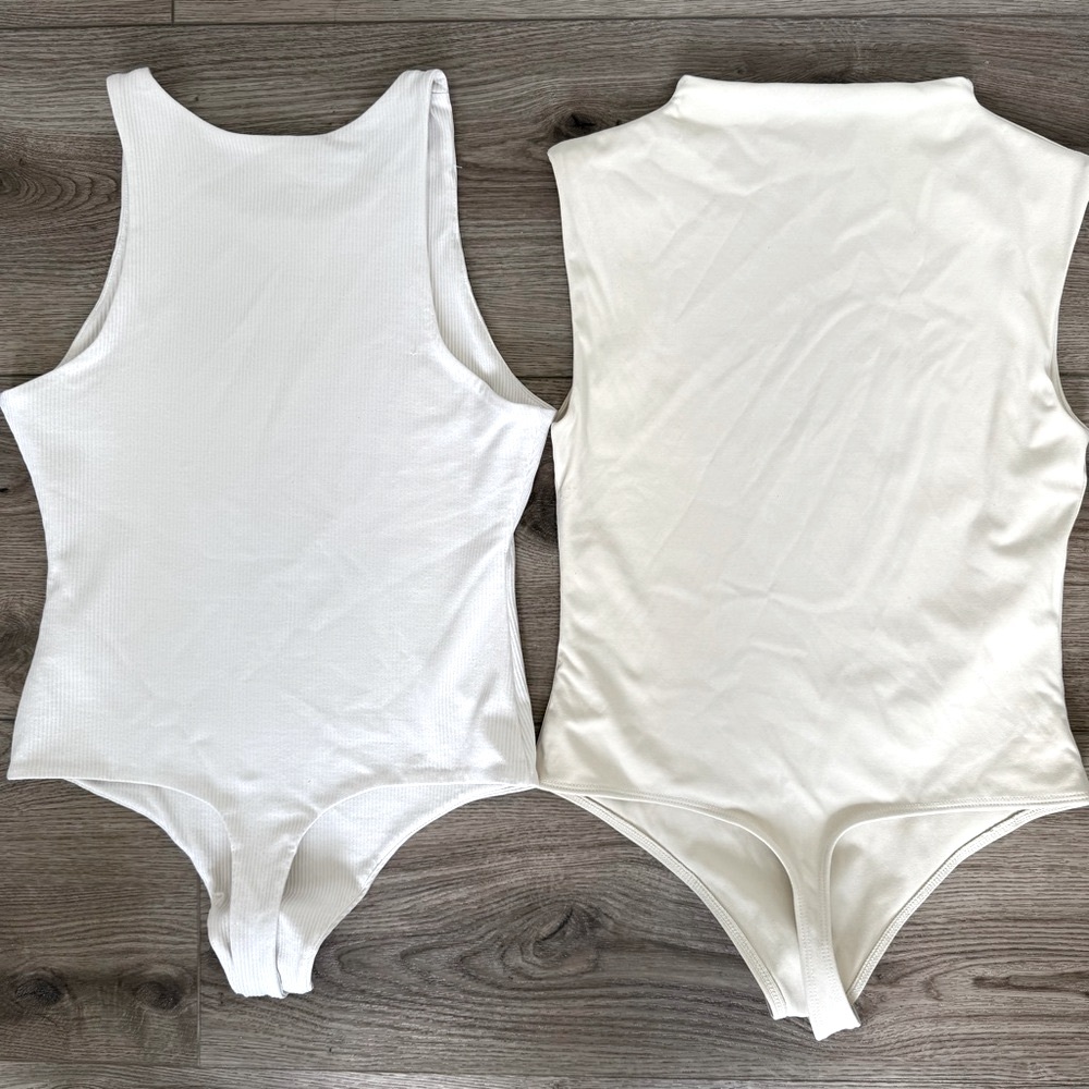 Set of 2 Cream and White Size Small Bodysuits from Open Edit and Bp - Picture 2 of 12